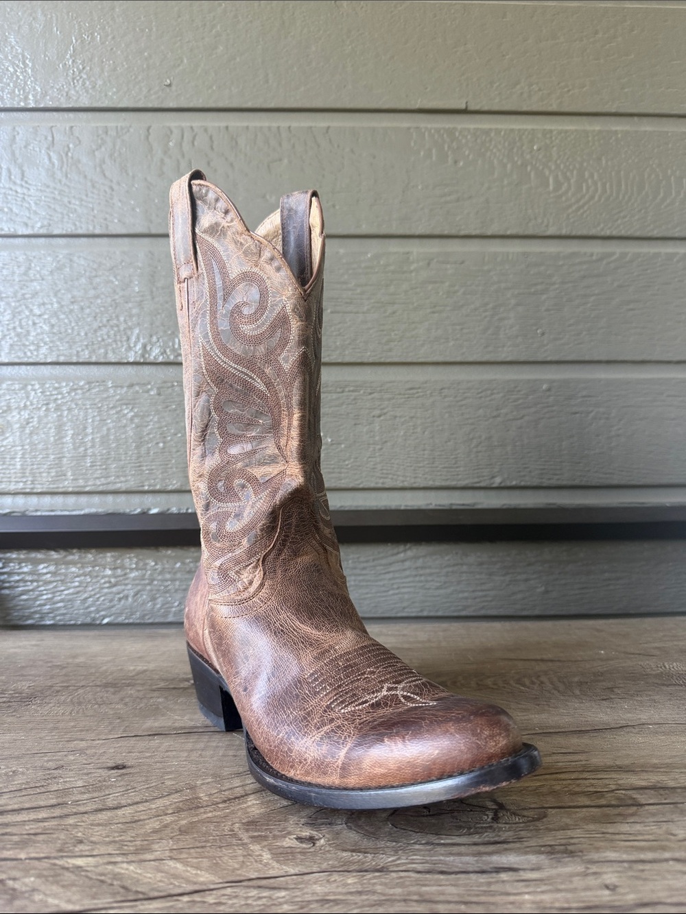 J.B. Dillon Men's Brown Leather Western Boots size 8 B made in USA
